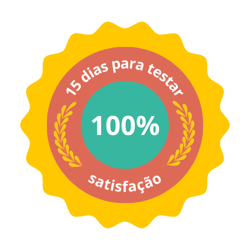 Selo de 100% de garantia do curso de investimento para iniciantes com 15 dias para testar.