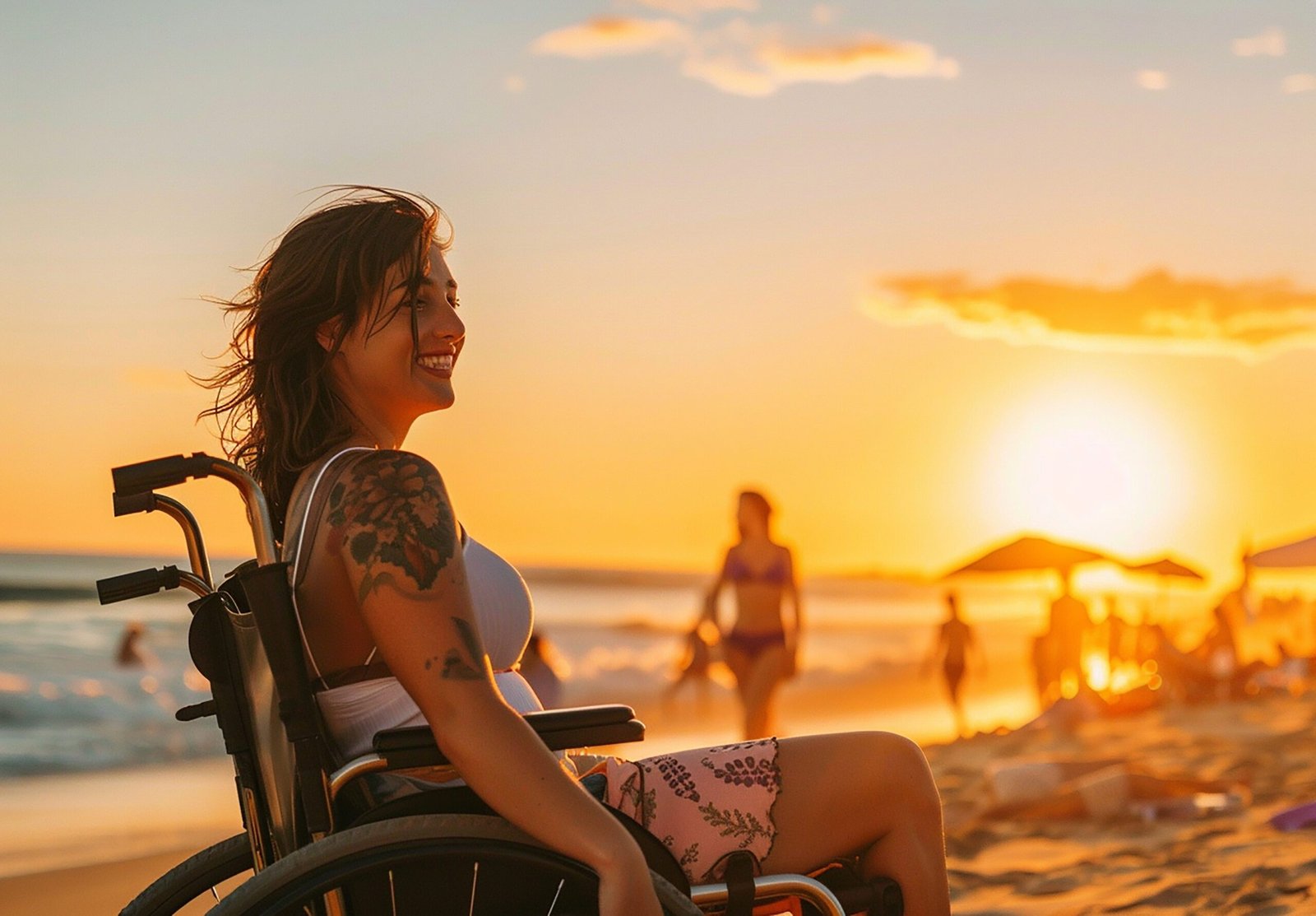 woman-wheelchair-is-sitting-beach-with-woman-wheelchair